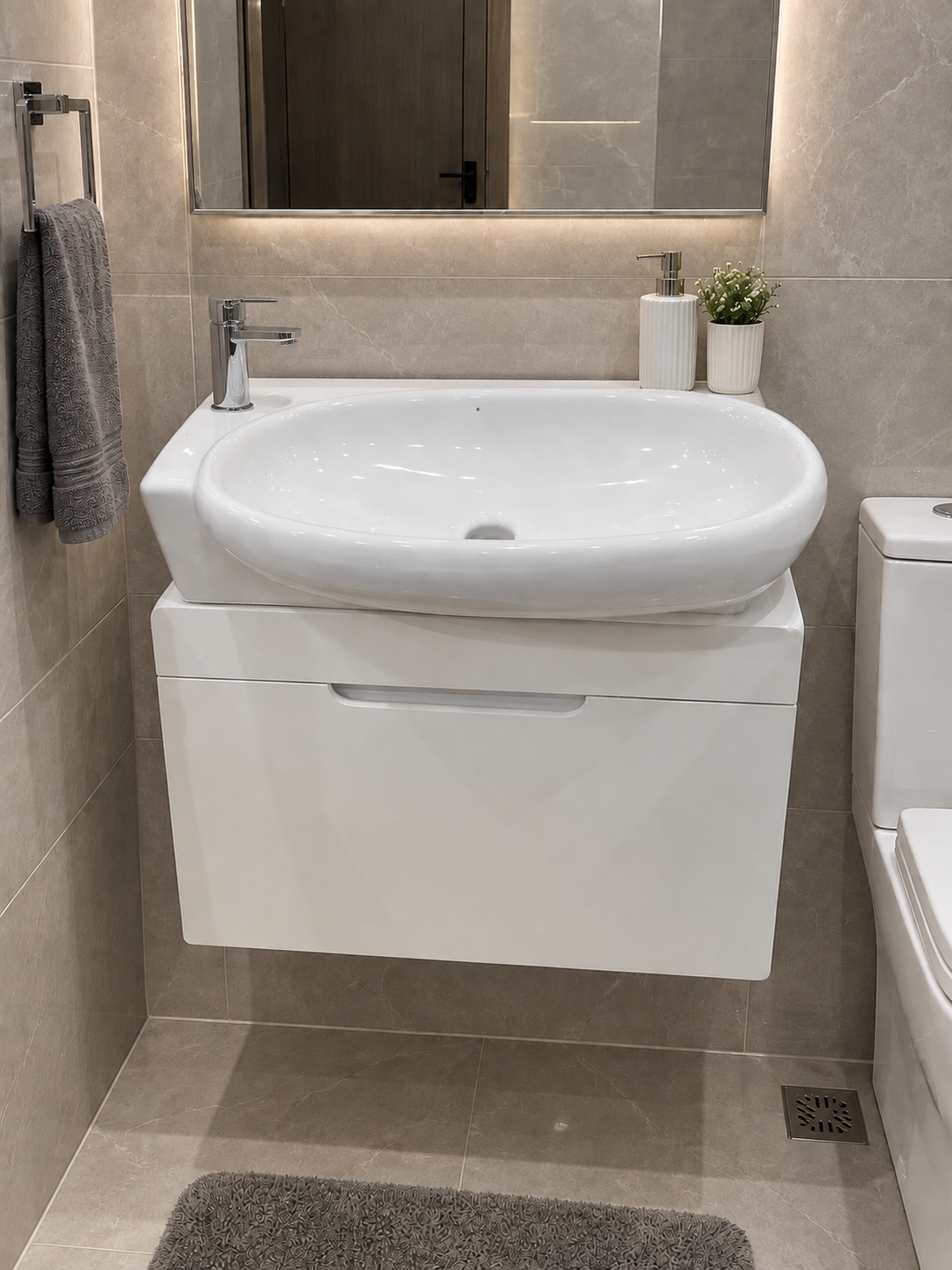 روشویی کابینتی سرامیکی رنگ سفید